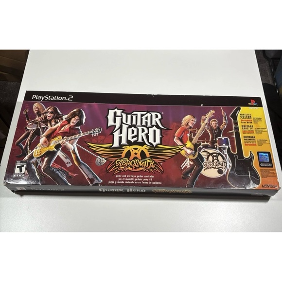 Guitar Hero Aerosmith PS2 Bundle w/ Guitar & Dongle Tested Works CIB NO GAME - Picture 9 of 11